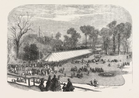 EXHIBITION OF THE HORTICULTURAL SOCIETY, AT GORE HOUSE, KENSINGTON, LONDON, UK, 1855