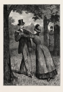 ADRIAN VIDAL, DRAWN BY F. BARNARD. "Kiss me, Adrian," she whispered. "Kiss me once! for the sake of