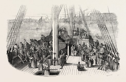 DECK OF THE "ARTEMISIA." EMIGRANTS ON BOARD. 1848
