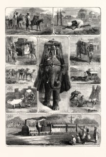 MODES OF TRAVELLING IN INDIA: TRAMPS, HINDU PILGRIM, PALKY DAWK, CAMEL CARAVAN, A BHYLIE, RIDING