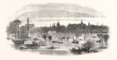 THE INUNDATION OF CHRISTCHURCH MEADOWS, OXFORD, UK, 1852