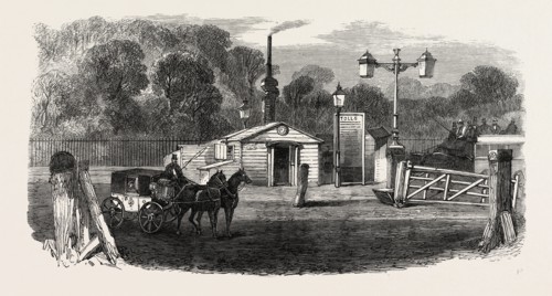 TURNPIKE GATES IN AND NEAR LONDON JUST DEMOLISHED: KENSINGTON GATE, UK, 1864
