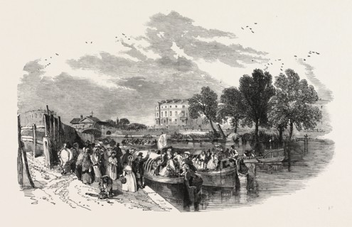PLEASURE CANAL BOATS, SKETCHED AT THE PADDINGTON BASIN, 1849
