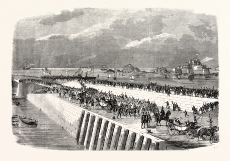 THE QUEEN'S VISIT TO JERSEY. LANDING OF HER MAJESTY AT THE ALBERT PIER, ST. HELIER. 1859