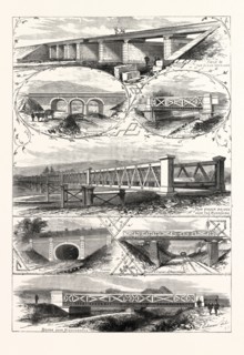 SCENES ON THE NEW RAILWAY IN JAPAN BETWEEN OSAKA AND KOBE, 1876. SHINDINGAWA BRIDGE, AT SHIKUGAWA,