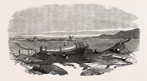 24-POUNDER BRASS GUN, AND REMAINS OF TURKISH FRIGATE, AT SINOPE
