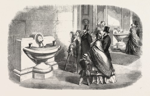DRINKING FOUNTAINS AT THE BRITISH MUSEUM, LONDON, UK, 1860