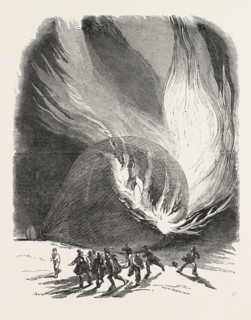 MRS. GRAHAM'S BALLOON ON FIRE. 1850