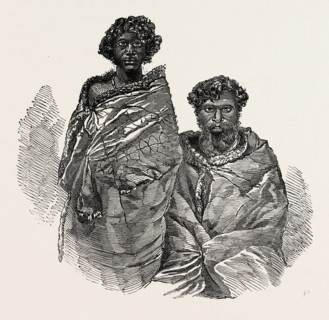 ABORIGINAL AUSTRALIANS. OLD AND YOUNG MAN. PORT PHILLIP, 1850