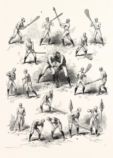 THE CANADIAN GAME OF LA CROSSE: 1. Catching. 2. and 3. Checking. 4. Long Throw. 5. Picking Up. 6. A