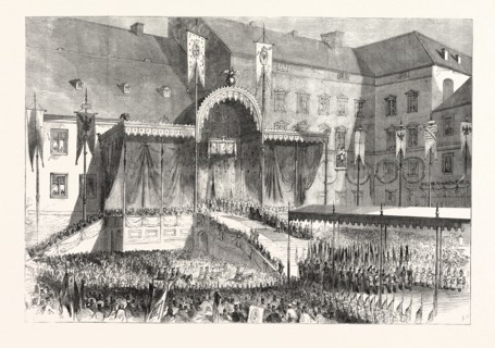 THE CORONATION OF THE KING AND QUEEN OF PRUSSIA: THE PROCLAMATION IN THE COURTYARD OF THE SCHLOSS,