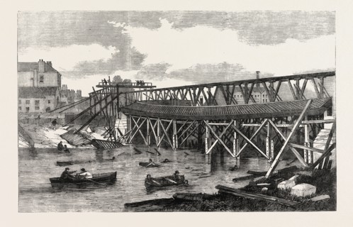 VIEW OF THE RUINS OF LENDAL BRIDGE, YORK, TAKEN IMMEDIATELY AFTER ITS FALL, UK, 1861