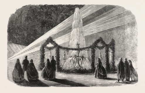 VISIT OF THE PRINCE OF WALES TO THE MIDDLE TEMPLE: THE FOUNTAIN ILLUMINATED BY ELECTRIC LIGHT, 1861