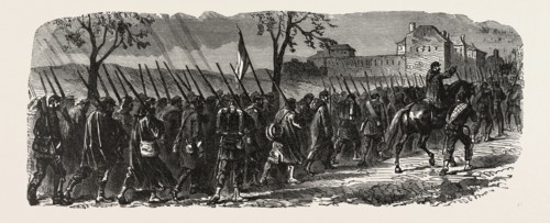 Franco-Prussian War: The French 66th regiment on the march to Forbach, a commune in the Moselle