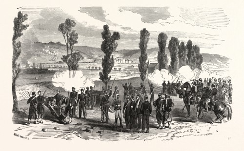 Franco-Prussian War: Napoleon and the Prince Imperial at the bombardment of Saarbrucken, France