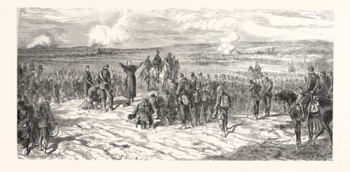 Franco-Prussian War: The Charette troops before the battle in the Beauce in Vatay, France
