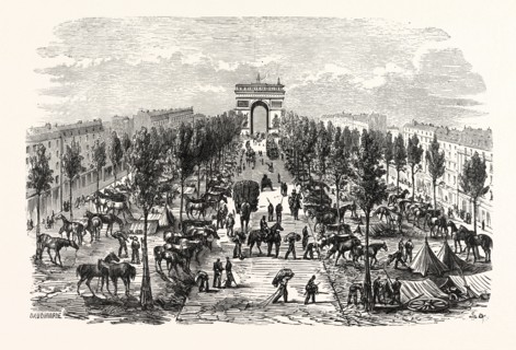 Franco-Prussian War: artillery and cavalry camp on the Avenue of the great army, France
