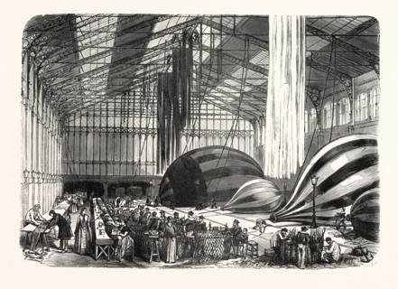 Franco-Prussian War: The manufacture of Godard's balloon in the railway station of Orleans, France