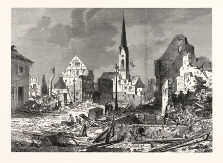 Franco-Prussian War: The devastation in the main street of Kehl, an open city by, French batteries