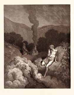 CAIN AND ABEL OFFERING THEIR SACRIFICES, BY Gustave Doré. Gustave Dore, 1832 - 1883, French.