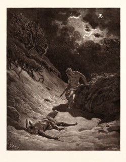 THE DEATH OF ABEL, BY Gustave Doré. Dore, 1832 - 1883, French. Engraving for the Bible. Art,