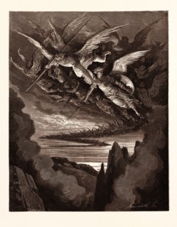 THE FALLEN ANGELS ON THE WING, BY Gustave Doré. Dore, 1832 - 1883, French. Engraving for Paradise