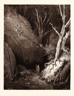 DANTE AND HIS GUIDE, BY Gustave Doré. Dore, 1832 - 1883, French. Engraving for the Inferno by Dante