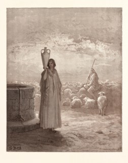 JACOB KILLING LABAN'S FLOCKS, BY Gustave Doré.  Dore, 1832 - 1883, French. Engraving for the Bible.