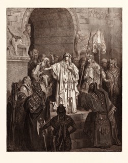 THE QUEEN VASHTI REFUSING TO OBEY THE COMMAND OF AHASUERUS, BY Gustave Doré. Gustave Dore, 1832 -