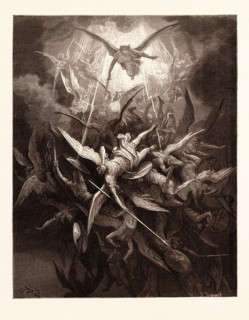 THE FALL OF THE REBEL ANGELS, BY Gustave Doré. Gustave Dore, 1832 - 1883, French. Engraving for