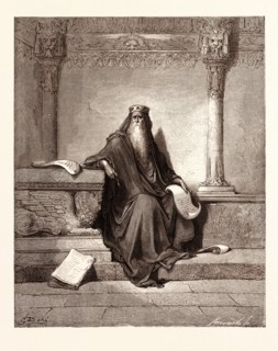 SOLOMON, BY Gustave Doré. Gustave Dore, 1832 - 1883, French. Engraving for the Bible. Wood