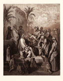 JESUS BLESSING THE CHILDREN, BY Gustave Doré. Gustave Dore, 1832 - 1883, French. Engraving for the