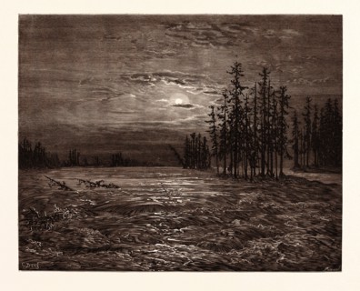 THE NIAGARA ABOVE THE FALLS, BY Gustave Doré. Gustave Dore, 1832 - 1883, French. Engraving for