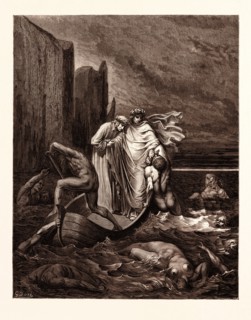 THE SPIRIT OF FILIPPO ARGENTI, BY Gustave Doré. Gustave Dore, 1832 - 1883, French. Engraving for