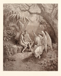 THE CONFERENCE WITH THE ANGEL RAPHAEL, BY Gustave Doré. Gustave Dore, 1832 - 1883, French.
