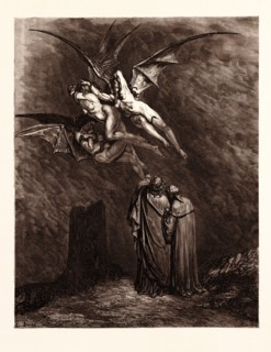 THE FURIES BEFORE THE GATES OF DIS, BY Gustave Doré. Gustave Dore, 1832 - 1883, French. Engraving