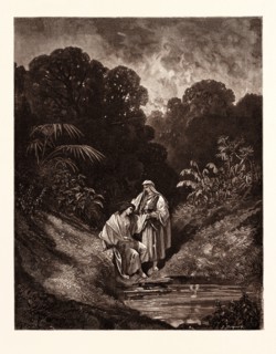 DAVID AND JONATHAN, BY Gustave Doré. Gustave Dore, 1832 - 1883, French. Engraving for the Bible.