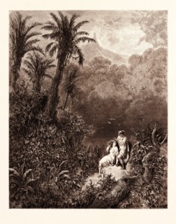 THE TOILET IN THE DESERT, BY Gustave Doré. Gustave Dore, 1832 - 1883, French. Engraving for Atala