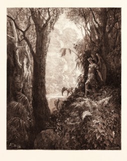 SATAN IN PARADISE, BY Gustave Doré. Gustave Dore, 1832 - 1883, French. Engraving for Paradise Lost