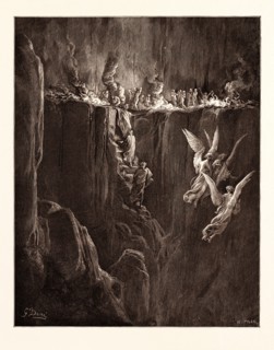THE Perilous Pass on the eight cornice of Purgatory, BY Gustave Doré. Gustave Dore, 1832 - 1883,