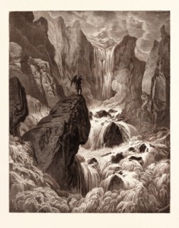 TIGRIS, AT THE FOOT OF PARADISE, BY Gustave Doré. Dore, 1832 - 1883, French. Engraving for Paradise