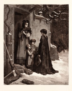 THE GRASSHOPPER AND THE ANT, BY Gustave Doré. Dore, 1832 - 1883, French. Engraving for Fables by