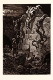 THE GNARLED MONSTER, BY Gustave Doré, a scene from the Legend of Croquemitaine, by Thomas Hood the