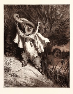 PUSS IN BOOTS, BY Gustave Doré. Dore, 1832 - 1883, French. Engraving for Charles Perrault, Fairy