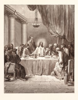 THE LAST SUPPER, BY Gustave Doré. Dore, 1832 - 1883, French. Engraving for the Bible. 1870, Art,