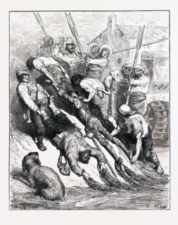 THE ADVENTURE OF THE ENCHANTED BARK, BY Gustave Doré. Dore, 1832 - 1883, French. Engraving for Don