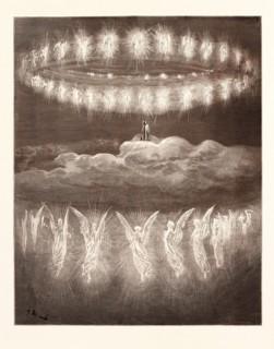 THE ANGELIC WREATHS, BY Gustave Doré. Dore, 1832 - 1883, French. Engraving for the Purgatorio or