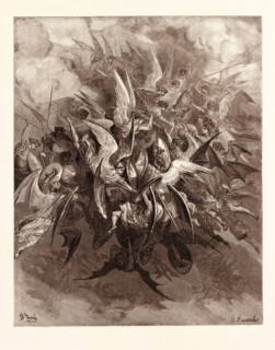 THE BATTLE OF THE ANGELS, BY Gustave Doré. Dore, 1832 - 1883, French. Engraving for Paradise Lost