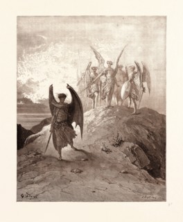 SATAN VANQUISHED, BY GUSTAVE DORE. Dore, 1832 - 1883, French. Engraving for Paradise Lost by Milton