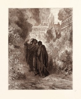 THE FOX AND THE GRAPES, BY GUSTAVE DORE. One of the Aesop's fables. Dore, 1832 - 1883, French.